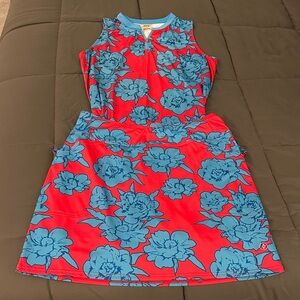 Jofit Golf/Pickleball Floral Sleeveless Tank and Skort in Red and Blue
